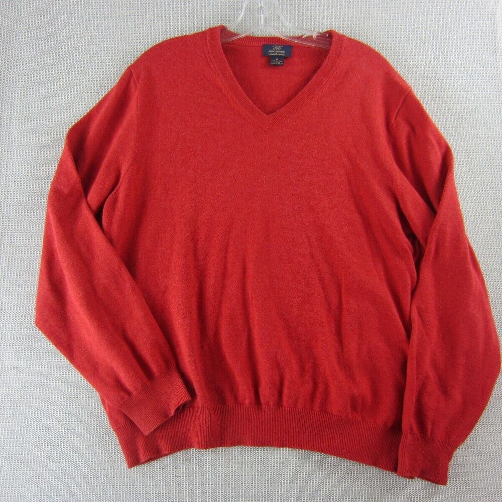 Brooks Brothers Sweater Men Medium Red V Neck Long Sleeve Supima Cotton Pullover
